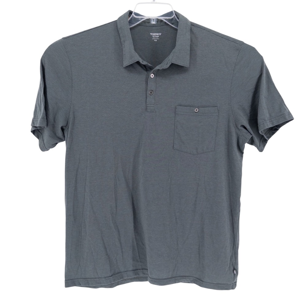 Toad & Co. Horny Toad Embarko Mens XXL Polo Shirt Lightweight Cotton Gray Stripe